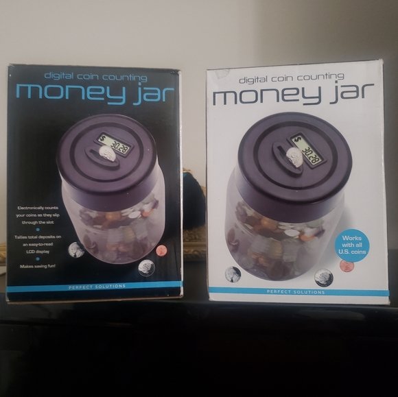 2pc Lot. NEW in Box. Perfect Solutions-Digital Coin Counting Money Jar - Picture 1 of 5